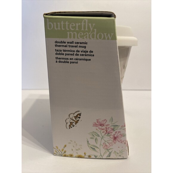 Lenox Butterfly Meadow 10oz Ceramic Thermal Travel Mug w/ Lid NIB Gift - Picture 5 of 8